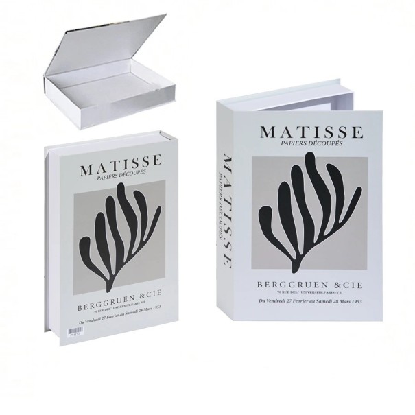 Dekorativ bok MATISSE Papieres Découpés med växtmotiv Svartvitt design Konstnärlig stil 1