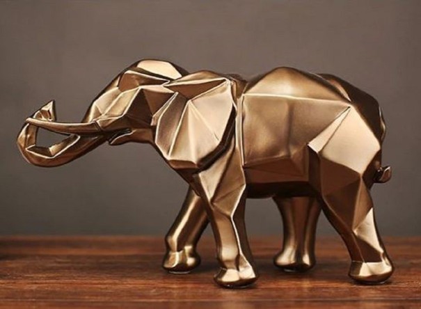 Dekorativ elefantstatue guld