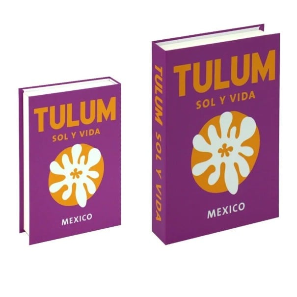 Dekoratív Hamis könyv Tulum Sol y Vida Neotevřená Kniha Stílusos Dekoráció Mexikói Dizájn 1