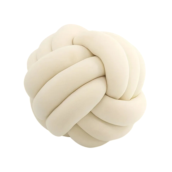 Dekorativ kudde i form av en knut Boll för säng eller soffa Mjuk designaccessoar tillverkad av plysch Hålfiberfyllning Hemtextilier krämfärgad