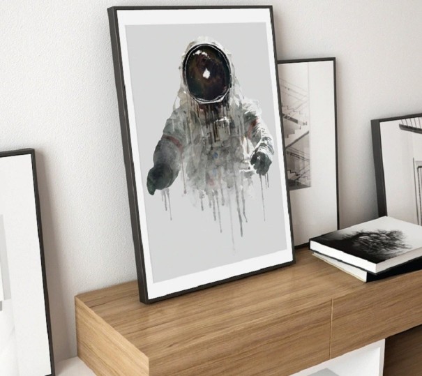 Dekorativ målning av en astronaut på duk