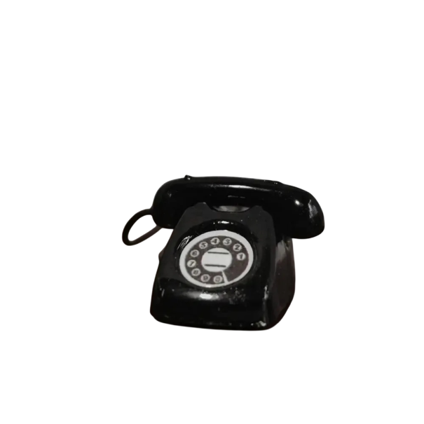 Dekorativ mini telefon til dukkehuset 1,7 x 1,2 x 0,9 cm Retro møbeltilbehør til miniaturer sort