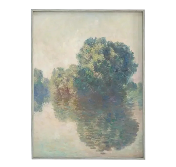 Dekorativ plakat til væg 30 x 40 cm Seinen i Giverny Claude Monet stil Vertikal lærred billede uden ramme Impressionistisk landskab 1