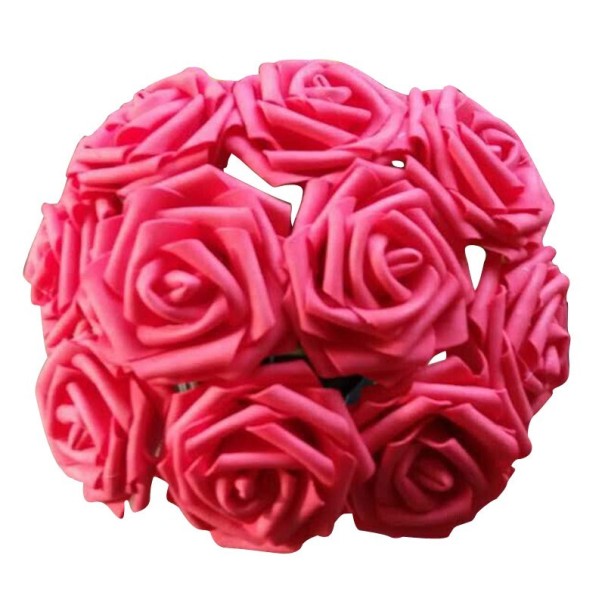 Dekorativ rosebuket - 10 stk. mørkerosa