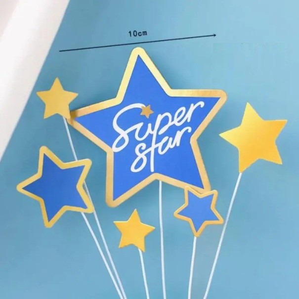 Dekorativ stjärnformad topp med inskriptionen Super Star Födelsedagsdekoration för tårtor och fester 1