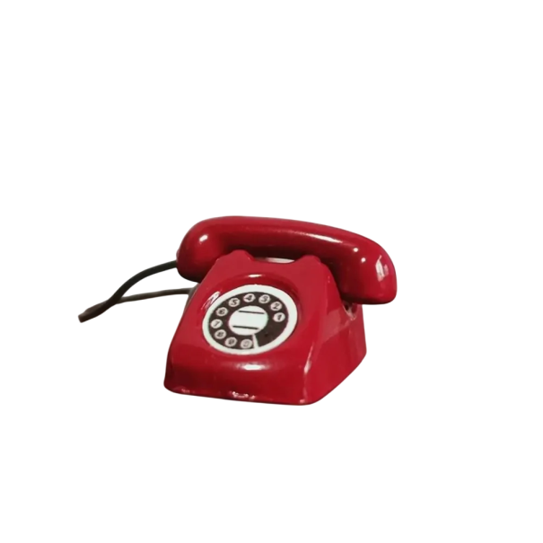 Dekorativ telefon i mini storlek för dockhus 1,7 x 1,2 x 0,9 cm Retro möbelaccessoar för miniaturer röd