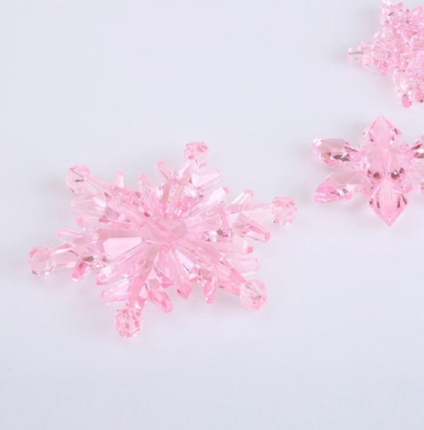 Dekorativa snöflingor 10 st rosa L
