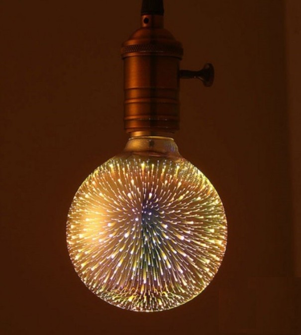 Dekorative 3D-Weihnachtsglühbirne mit Feuerwerk im Inneren J467 G95
