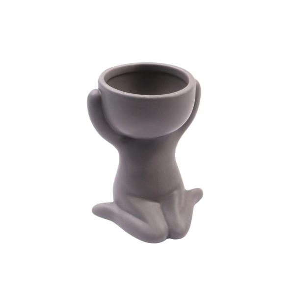 Dekorative Blumentopffigur dunkelgrau