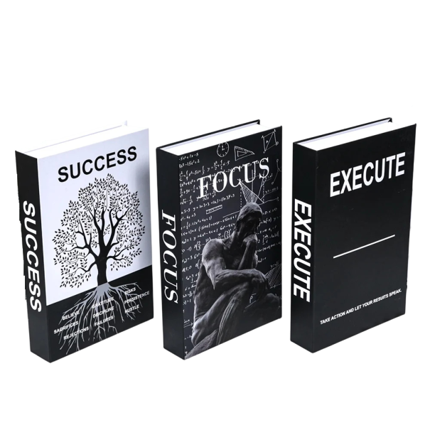 Dekorative falsche Bücher 3 Stück Unöffbare Motivationsbücher Success Focus Execute moderne Innendekoration 1