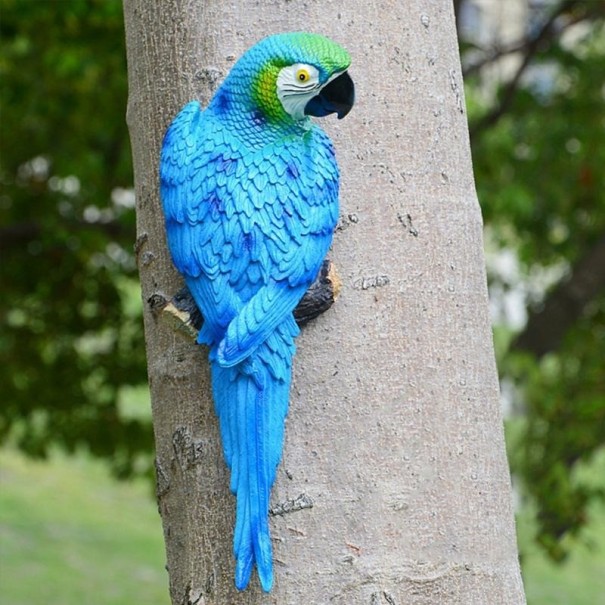 Dekorative Papageienskulptur blau 1