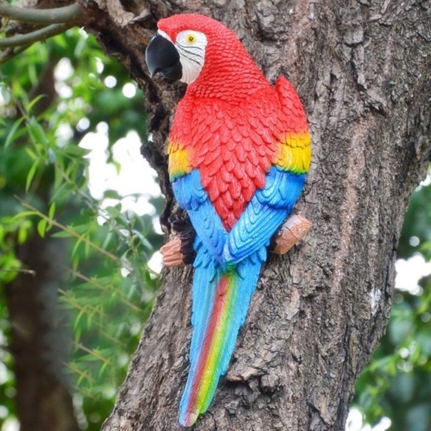 Dekorative Papageienskulptur rot 2