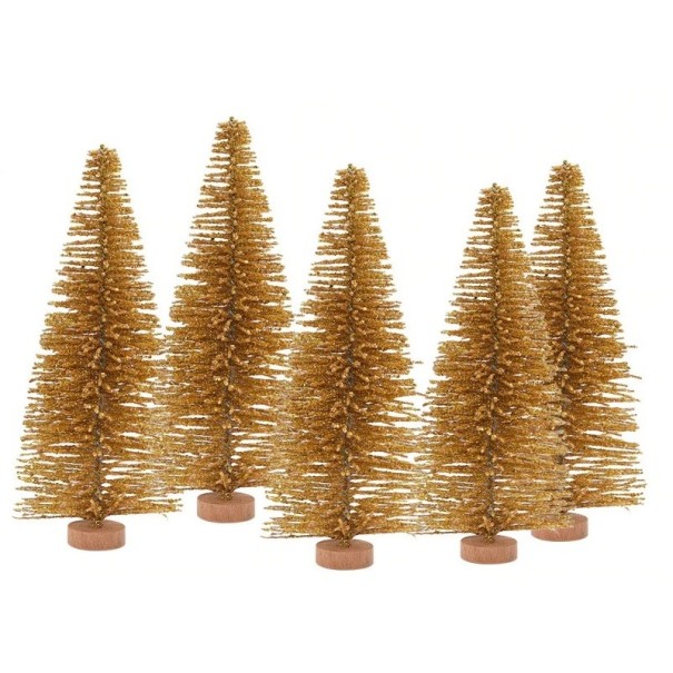 Dekorative træer 12,5 cm 5 stk. guld