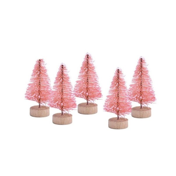 Dekorative træer 5 cm 5 stk rosa