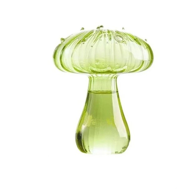 Dekorative Vase aus Glas 11,4 cm Grün Originelle Form Retro-Stil Mundgeblasenes Glas Glänzende Oberfläche 1