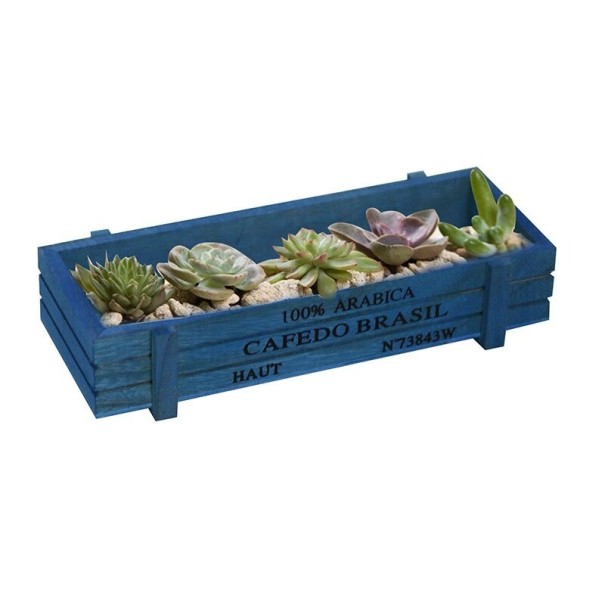 Dekorativer Blumentopf aus Holz blau