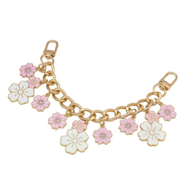 Dekorativer Kettenanhänger für Handtaschen Goldene Kette mit bunten Blumen in verschiedenen Größen Metalllegierung Dekorativer modischer Kettenanhänger für Handtaschen 1