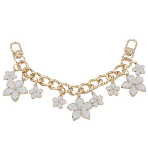 Dekorativer Kettenanhänger für Handtaschen Goldene Kette mit weißen Blümchen Metalllegierung Elegante dekorative Kette für Handtaschen modisches 1