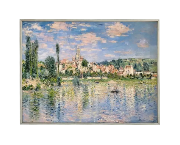 Dekorativer Wandplakat 20 x 30 cm Vetheuil im Sommer Claude Monet Stil Horizontaler Leinwanddruck ohne Rahmen Impressionistische Landschaft 1