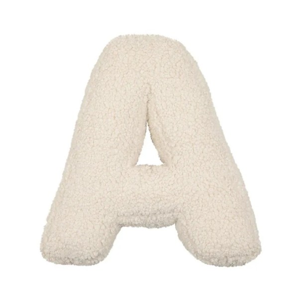Dekoratives Kissen Buchstabe des Alphabets 40 × 35 × 10 cm Beiger Lammfell-Plüschkissen mit Füllung Kissen für das Kinderzimmer A
