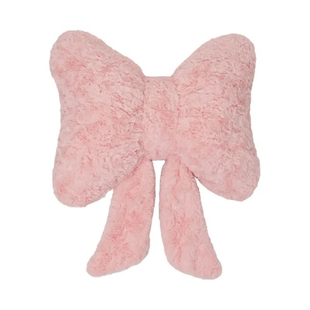 Dekoratives Kissen in Form einer Schleife mit langen Bändern, aus weichem Plüsch, strukturierter Design-Akzent für Sofa und Bett rosa