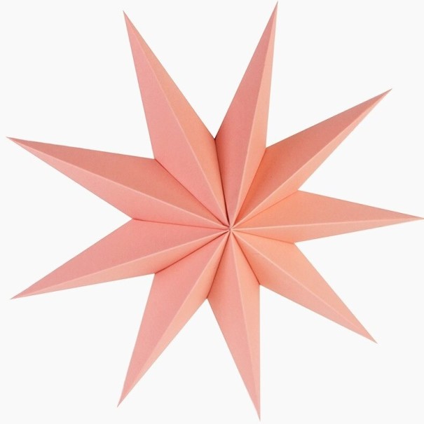 Dekoratívne papierová hviezda svetlo ružová