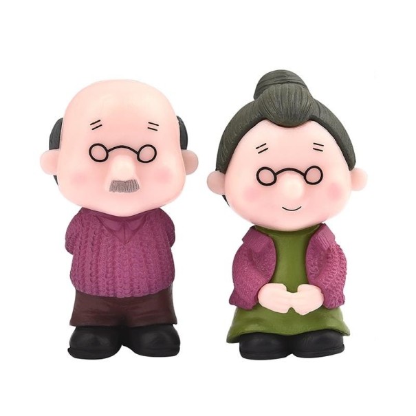 Dekorativní figurky dědeček a babička fialová
