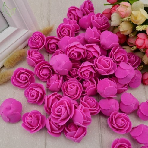 Dekorativní pěnové růžičky 100 kusů J3279 fuchsia