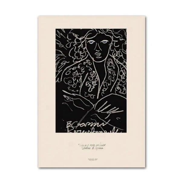 Dekorativní plakát liniový portrét obličeje 40 × 60 cm tisk na plátně minimalistický černo béžový motiv nástěnná dekorace interiér 1