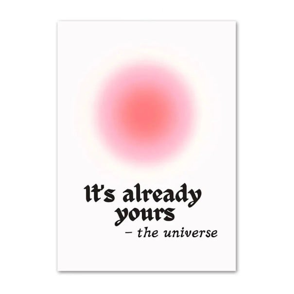 Dekorativní plakát na stěnu s manifestačním motivem a nápisem 50 x 70 cm plátěný tisk růžový kruhový prvek bez rámu do interiéru 1