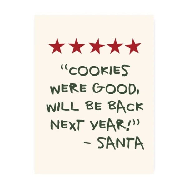 Dekorativní vánoční plakát na zeď nápis o sušenkách 40 × 50 cm tisk na plátno béžový podklad s červenými hvězdami dekorace bez rámu 1