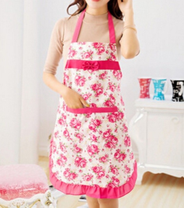 Delantal de cocina con flores J2910 rosa Delantal de cocina con flores J2910 rosa