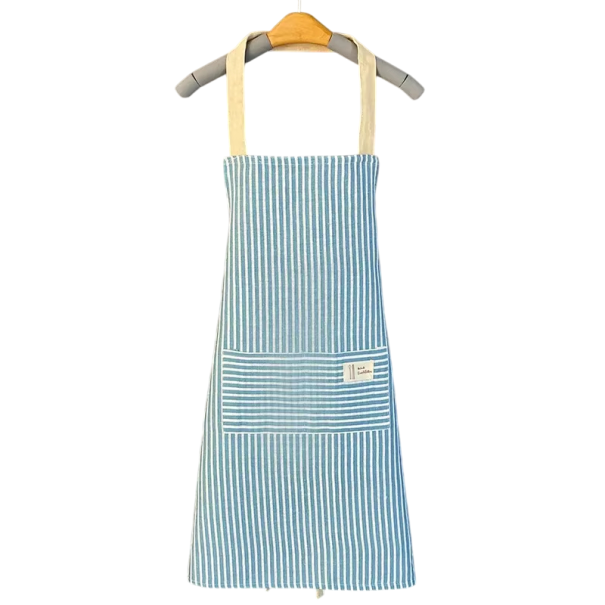Delantal de lino a rayas sin mangas Cocina y jardinería Material natural Protección estilizada de la ropa Práctico y ligero azul