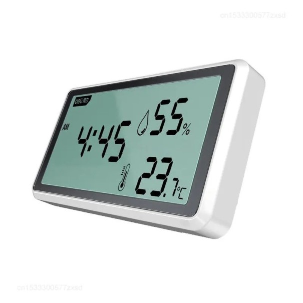 Deli Digital Thermometer and Hygrometer with Clock Function 4" LCD Display Highly Accurate Measurement Air Vents Stand Angle 53° 1