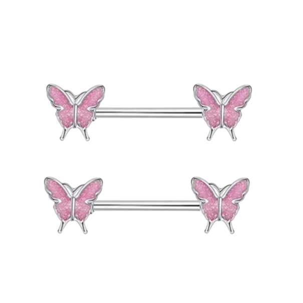 Delicato paio di gioielli a forma di farfalla per capezzoli dimensione 1,6 mm Piercing corporeo lucido per donne e ragazze Accessorio femminile 1