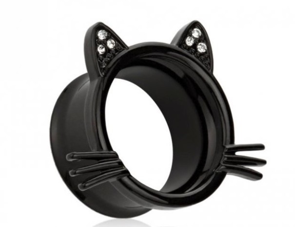 Delizioso tunnel per orecchio - 2 pezzi nero 14 mm