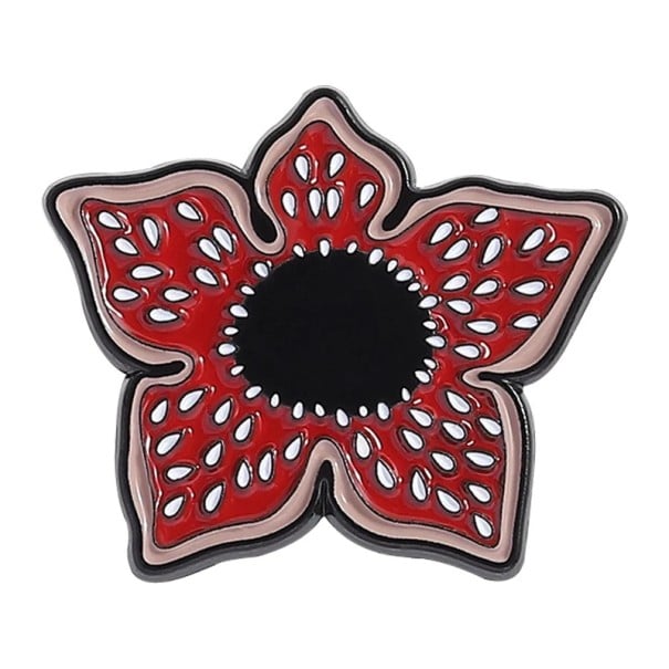 Demogorgon brosche Stranger Things ca. 2,3 x 3 cm rød-sort badge tilbehør til tøj revers rygsæk gave til venner 1