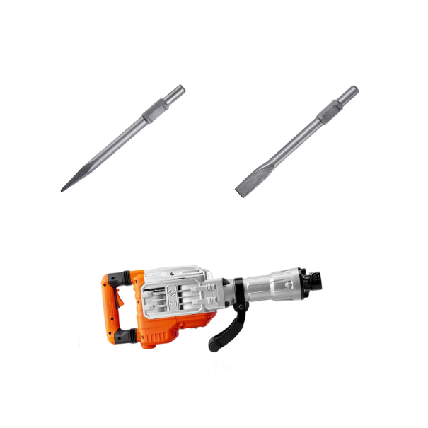 Demoliční sbíjecí kladivo 3500 W se 2 sekáči 675 mm hliníková konstrukce oranžovo šedé pro bourací a stavební práce 1