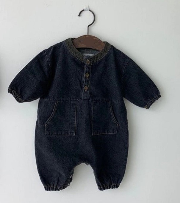 Denim-Overall für Kleinkinder T2643 schwarz 0-6 Monate