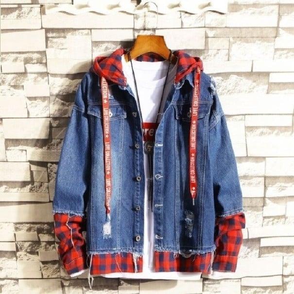 Denimjacka för herr med huva A1926 L 1