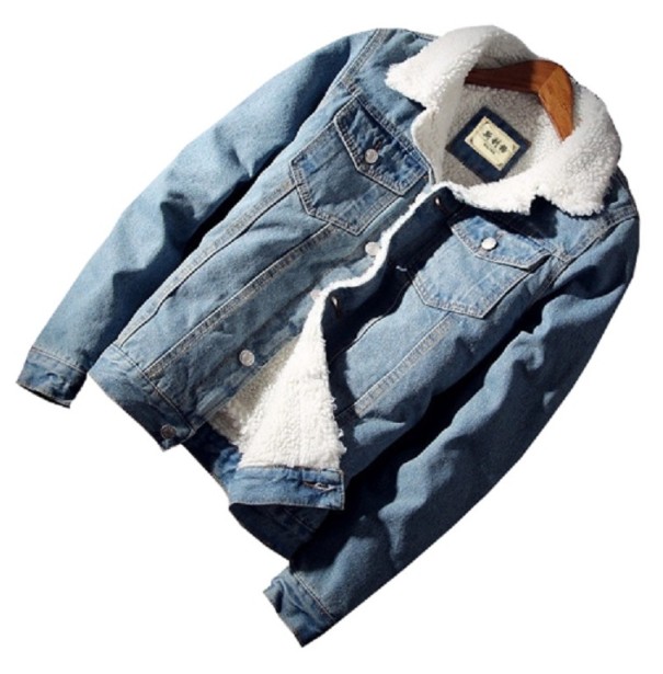 Denimjacka för herr med päls J2052