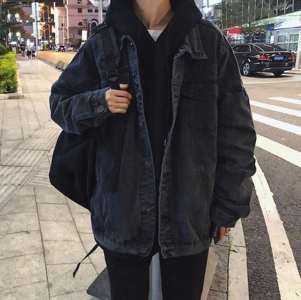 Denimjacka för män F1120 svart M