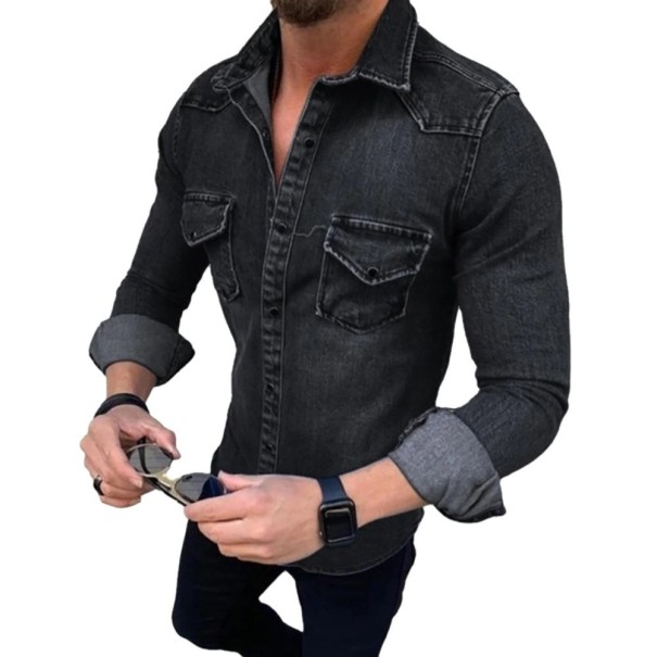 Denimskjorta för herr F536 svart M