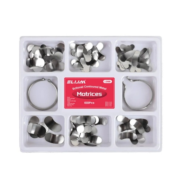 Dental Sectional Shaped Metal Matrices with Spring Clamp and Separator Ring Professional Set of 100 Dental Instruments 1