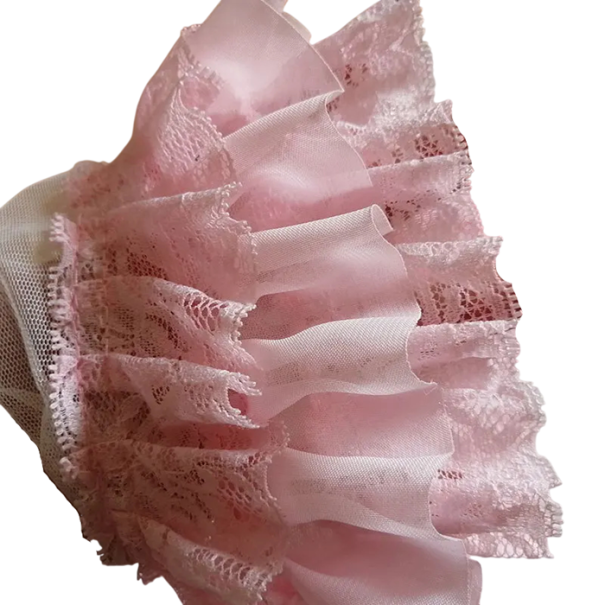 Dentelle en chiffon à trois couches 9 cm x 91 cm Ruban décoratif en dentelle rose Tissu volanté pour la couture de décorations de mariage DIY travaux 1
