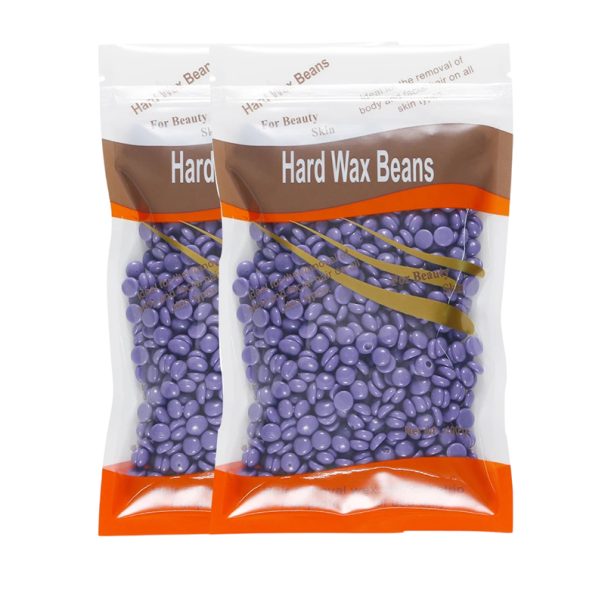 Depilacyjny wosk 200 g 2×100 g Lawendowe kulki Twardy wosk w formie kulek Delikatne usuwanie włosków dla nóg, rąk, pach i okolic bikini 1