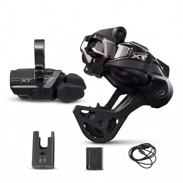 Dérailleur électronique sans fil Deore XT Di2 M8250 SGS 12 vitesses avec dérailleur et manette de changement de vitesses avec chargeur Noir pour VTT 1