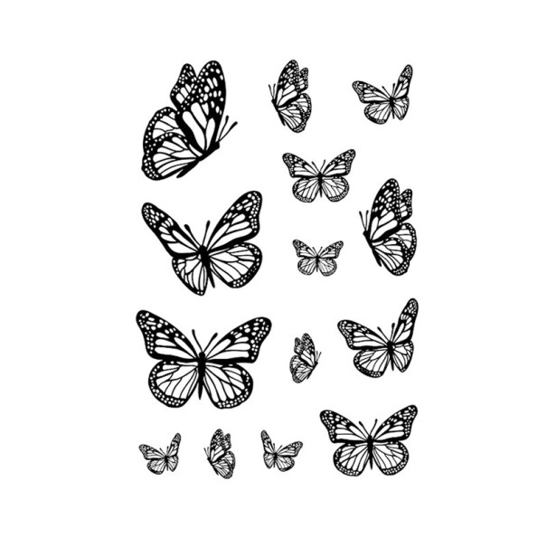 Desenho de tatuagem temporária com borboletas 14x10 cm – à prova de água, delicado e romântico, duração até 15 dias, design feminino, fácil aplicação 1