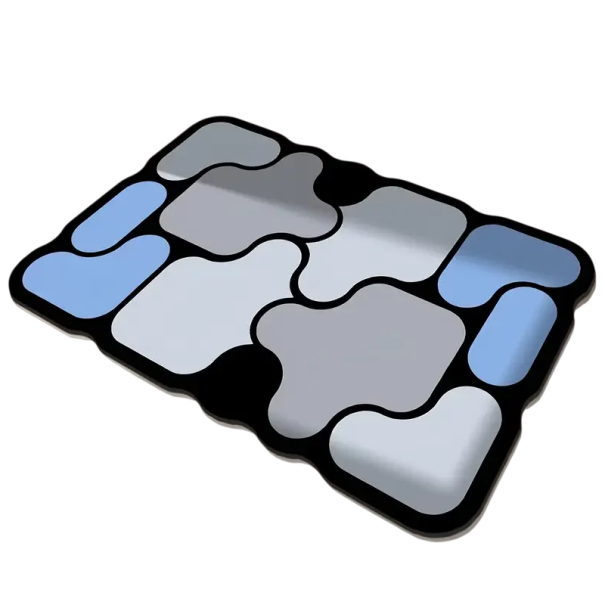 Design-Badevorleger 50 x 80 cm mit geometrischem Muster und rutschfester Beschichtung für modernes Bad, Flur und Bereich um die Badewanne blau