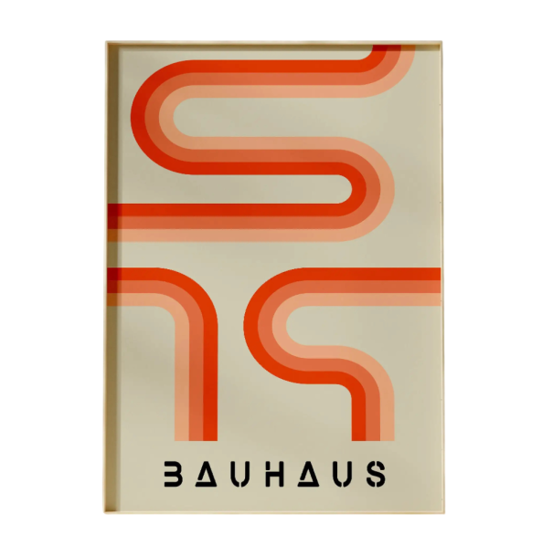 Design plakát 30 x 40 cm Bauhaus Piros modern motívum Absztrakt grafika Vászon nyomtatás Minimalista falidekoráció Keret nélkül 1